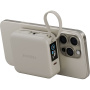 ENERGEA MagPac Mini Plus powerbankă wireless MagSafe cu 2x cablu integrat USB-C și port USB-C - 10 000 mAh - bej