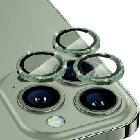 ENKAY sticlă cu rame sclipici pentru a proteja lentilele camerei din spate pentru iPhone 14 Pro / 14 Pro Max - verde