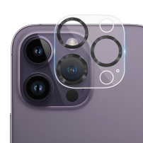 Folie de sticlă securizată cu rame metalice pentru a proteja lentilele camerei pentru iPhone 14 Pro / 14 Pro Max - negru