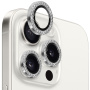 NORTHJO sticla securizata cu strasuri pentru a proteja lentilele camerei din spate pentru iPhone 15 Pro / 15 Pro Max - argintiu