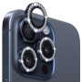 NORTHJO sticla securizata cu strasuri pentru a proteja lentilele camerei din spate pentru iPhone 15 Pro / 15 Pro Max - albastru
