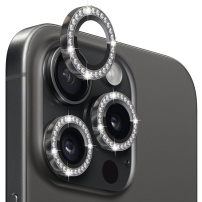NORTHJO sticla securizata cu strasuri pentru a proteja lentilele camerei din spate pentru iPhone 15 Pro / 15 Pro Max - negru