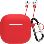 Husă din silicon cu carabină și șnur anti-pierdere pentru AirPods 4 / 5 - roșu