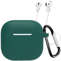 Husă din silicon cu carabină și șnur anti-pierdere pentru AirPods 4 / 5 - petrol