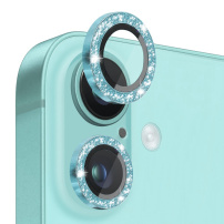 NORTHJO sticlă cu rame sclipici pentru a proteja lentilele camerei din spate pentru iPhone 16 / 16 Plus - turcoaz