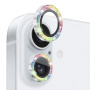 NORTHJO sticlă cu rame sclipici pentru a proteja lentilele camerei din spate pentru iPhone 16 / 16 Plus - curcubeu