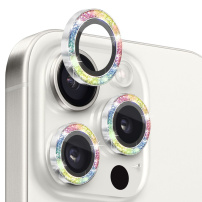 NORTHJO sticlă cu rame sclipici pentru a proteja lentilele camerei din spate pentru iPhone 16 Pro / 16 Pro Max - curcubeu