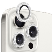 NORTHJO sticlă cu rame sclipici pentru a proteja lentilele camerei din spate pentru iPhone 16 Pro / 16 Pro Max - argintiu