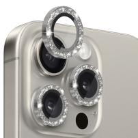 NORTHJO sticlă cu rame sclipici pentru a proteja lentilele camerei din spate pentru iPhone 16 Pro / 16 Pro Max - gri