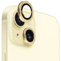 NORTHJO sticlă cu cadru metalic pentru a proteja obiectivul camerei din spate pentru iPhone 15 / 15 Plus - auriu