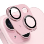 NORTHJO sticlă călită cu cadru metalic pentru a proteja lentilele camerei pentru iPhone 15 / 15 Plus - roz