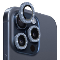 NORTHJO sticlă cu rame sclipici pentru a proteja lentilele camerei din spate pentru iPhone 15 Pro / 15 Pro Max - albastru