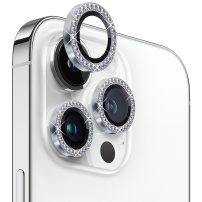 NORTHJO sticla cu strasuri pentru a proteja lentilele camerei din spate pentru iPhone 11 Pro / 11 Pro Max / 12 Pro - argintiu