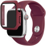Curea din silicon cu carcasa din sticla securizata pentru Apple Ceas 41mm - visiniu