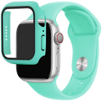 Curea din silicon cu carcasa din sticla securizata pentru Apple Ceas 41mm - turcoaz