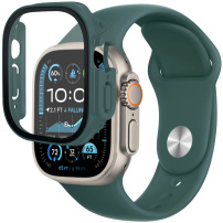 Curea din silicon cu carcasa din sticla securizata pentru Apple Ceas Ultra 49mm - benzina