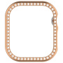 Husă tip carte metalică decorată cu pietricele pentru Apple Watch 41mm - roz-auriu