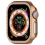 Husă tip carte metalică decorată cu pietricele pentru Apple Watch 41mm - roz-auriu