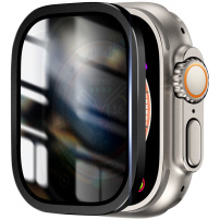 Sticlă temperată Anti-Spy cu cadru metalic pentru ceas Apple Ultra 49mm - negru