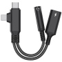 adaptor audio și de încărcare 2in1 - mufă de 3,5 mm / USB-C la USB-C / Lightning - negru
