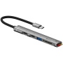 Adaptor pentru cititor 5 în 1 USB-C / 2x USB-C / USB-A / SD și TF pentru iPhone / iPad / MacBook - argintiu