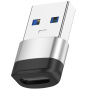 Adaptor de date și încărcare OTG USB-A 3.0 / USB-C mamă - argintiu