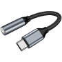 Adaptor împletit USB-C tată / jack 3,5 mm mamă pentru iPhone / iPad / MacBook - argintiu