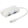 Reducţie / adaptor 3în1, Mini DisplayPort (Thunderbolt) la HDMI / VGA / DVI pentru MacBook – albă