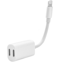Reducţie / hub conector Lightning, pentru audiţie muzicală şi încărcare simultană pentru iPhone - alb