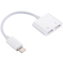 Adaptor conector Lightning, pentru audiţie muzicală şi încărcare simultană pentru iPhone - alb