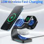 Suport magnetic wireless 4 în 1 Appleking pentru iPhone / Apple Watch / AirPods - 15W - negru