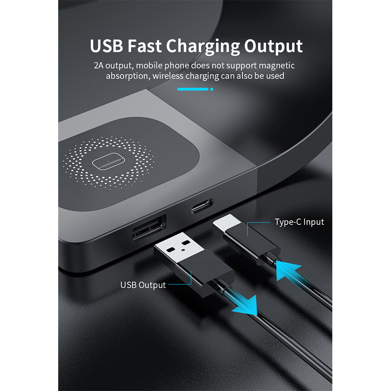 Suport magnetic wireless 4 în 1 Appleking pentru iPhone / Apple Watch / AirPods - 15W - negru