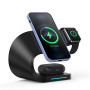 Suport magnetic wireless 4 în 1 Appleking pentru iPhone / Apple Watch / AirPods - 15W - negru