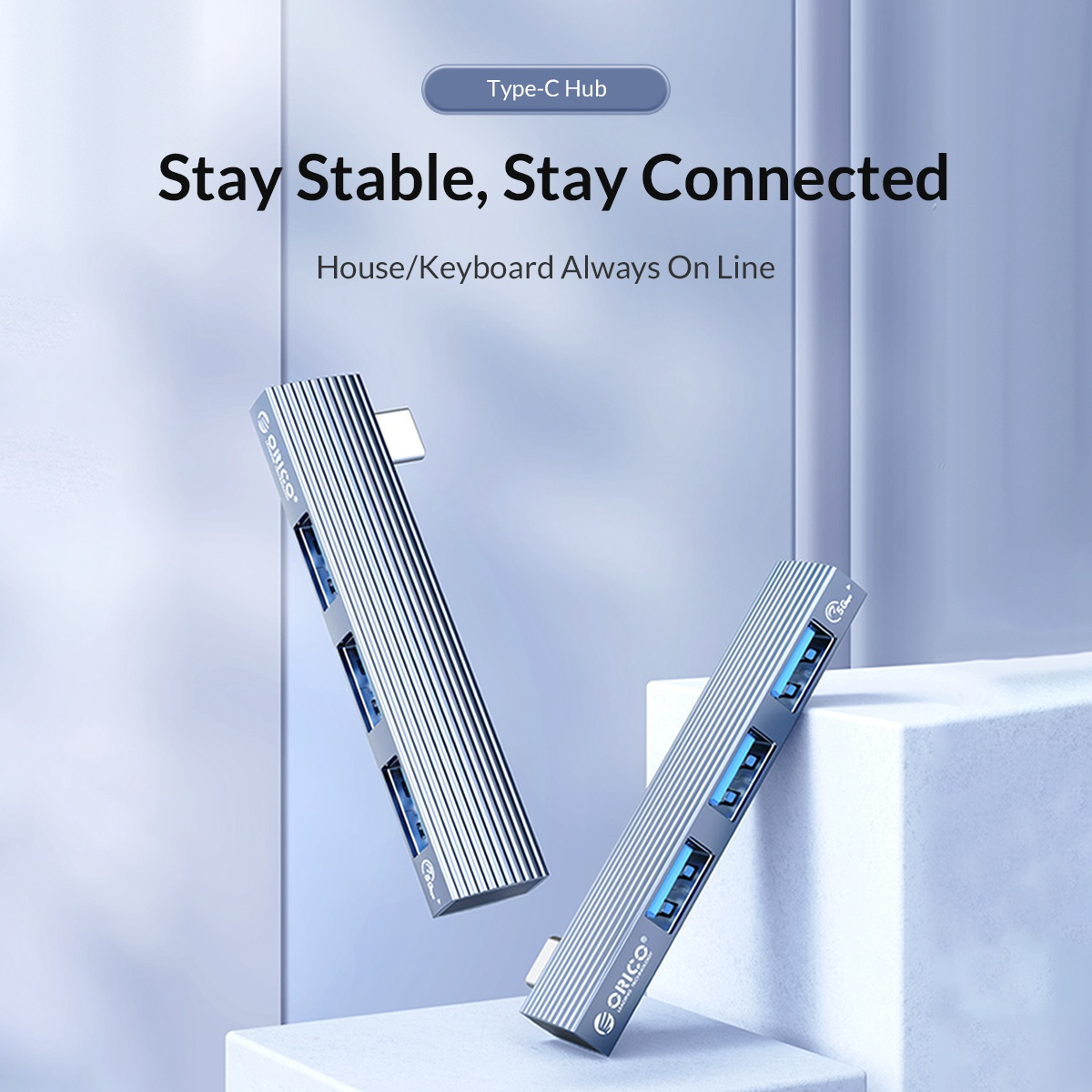 Hub ORICO AH-W13 3 în 1 - 2x USB-A 2.0 / USB-A 3.0 la USB-C - gri