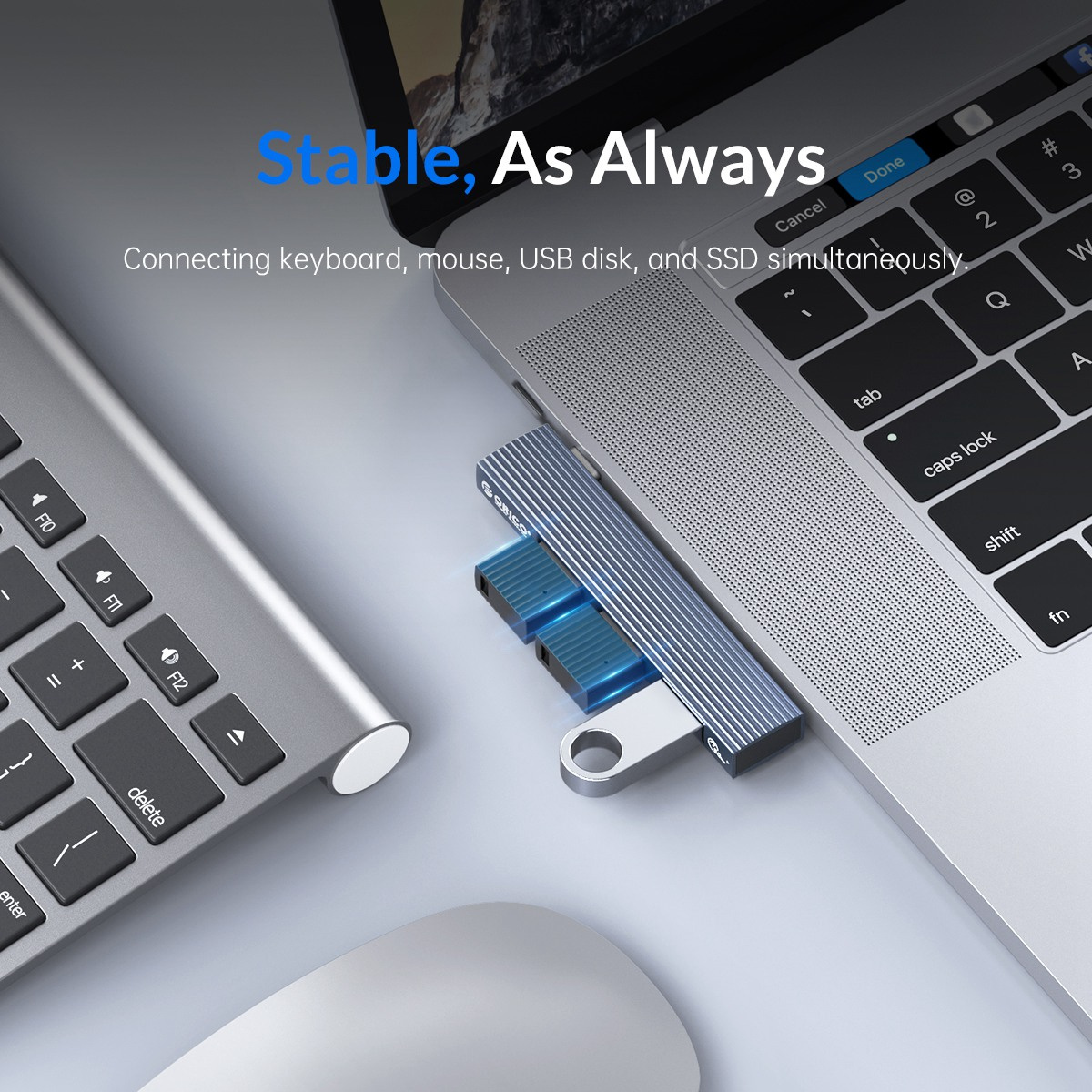 Hub ORICO AH-W13 3 în 1 - 2x USB-A 2.0 / USB-A 3.0 la USB-C - gri