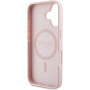 Husă Guess Grained Magnolia cu model floral și MagSafe pentru iPhone 16 - roz