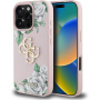 Husă Guess Grained Roses 4G Metal Logo pentru iPhone 16 Pro - roz