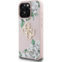 Husă Guess Grained Roses 4G Metal Logo pentru iPhone 16 Pro - roz