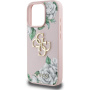 Husă Guess Grained Roses 4G Metal Logo pentru iPhone 16 Pro - roz