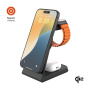 FIXED MagPowerstation Alu 2 3 în 1 suport magnetic wireless pentru iPhone / Apple Watch / AirPods - 15W - negru