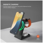 FIXED MagPowerstation Alu 2 3 în 1 suport magnetic wireless pentru iPhone / Apple Watch / AirPods - 15W - negru