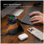 FIXED MagPowerstation Alu 2 3 în 1 suport magnetic wireless pentru iPhone / Apple Watch / AirPods - 15W - titan