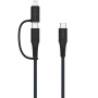 Cablu de încărcare și date împletit 2 în 1 FIXED - USB-C la USB-C / Lightning - 3 m - gri închis