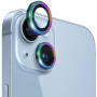 Sticlă NORTHJO cu ramă metalică pentru protecția lentilelor camerei spate pentru iPhone 14 / 14 Plus - curcubeu