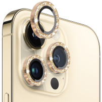 Sticlă NORTHJO cu rame strălucitoare pentru protecția lentilelor camerei din spate pentru iPhone 14 Pro / 14 Pro Max - auriu