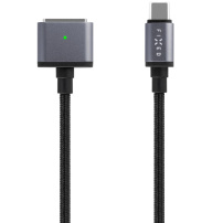 Cablu de încărcare magnetic împletit FIXED PD 140W USB-C / MagSafe 3 pentru MacBook - 2 m - gri