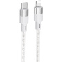Cablu pentru încărcare ?i transfer de date transparent, din silicon, Hoco X99 Crystal Junction USB-C / Lightning pentru iPhone / iPad / iPod / AirPods - 1 m - gri