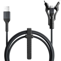 Cablu universal împletit Nomad Kevlar PD 100W USB-A / USB-C / Lightning / micro USB pentru iPhone / iPad / MacBook / AirPods - 1,5 m - negru