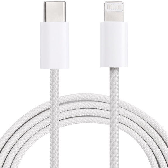Cablu de date și de încărcare împletit PD 20W USB-C / Lightning pentru iPhone / iPad / iPod / AirPods - 1 m - alb