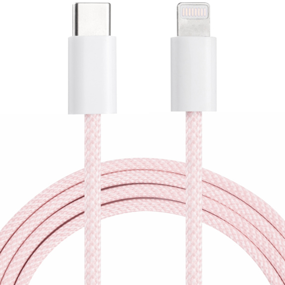 Cablu de date și de încărcare împletit PD 20W USB-C / Lightning pentru iPhone / iPad / iPod / AirPods - 1 m - roz